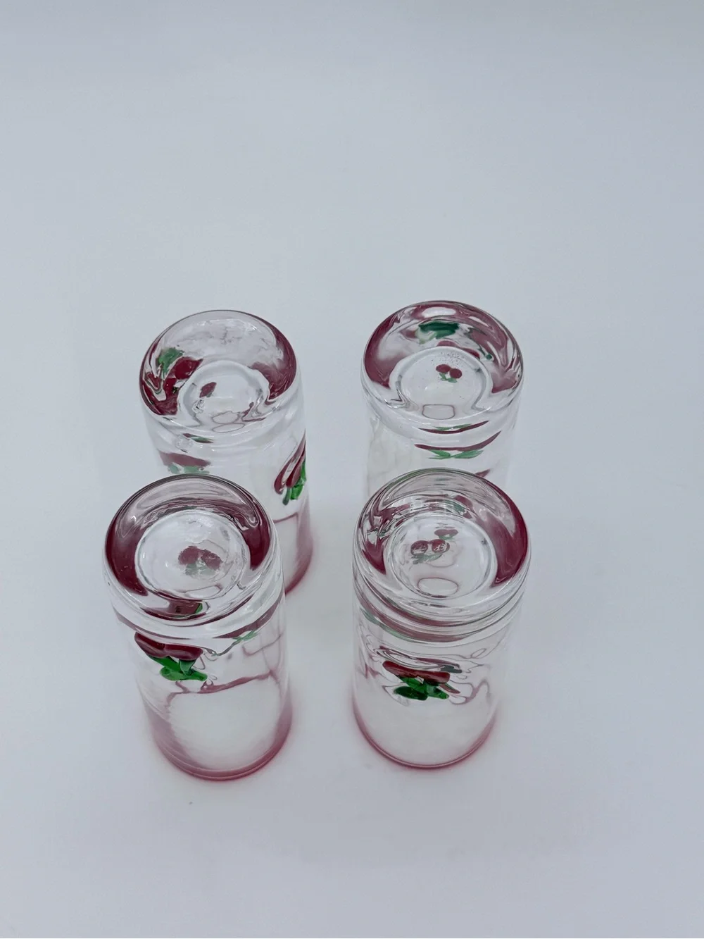 4 Pc Red Cherry Icon Shot Glasses Anthropologie Coquette Retro 1950’s Style